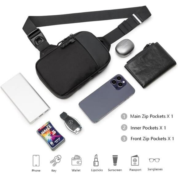 Waterproof Mini Sling Bag Crossbody Chest Backpack for Travel Hiking Running - Picture 4 of 7